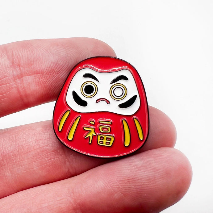 Daruma Japanese Red Enamel Pin Badge For Cute Backpack, Satchel Bag, Clothing Additions - LuckySeal Co